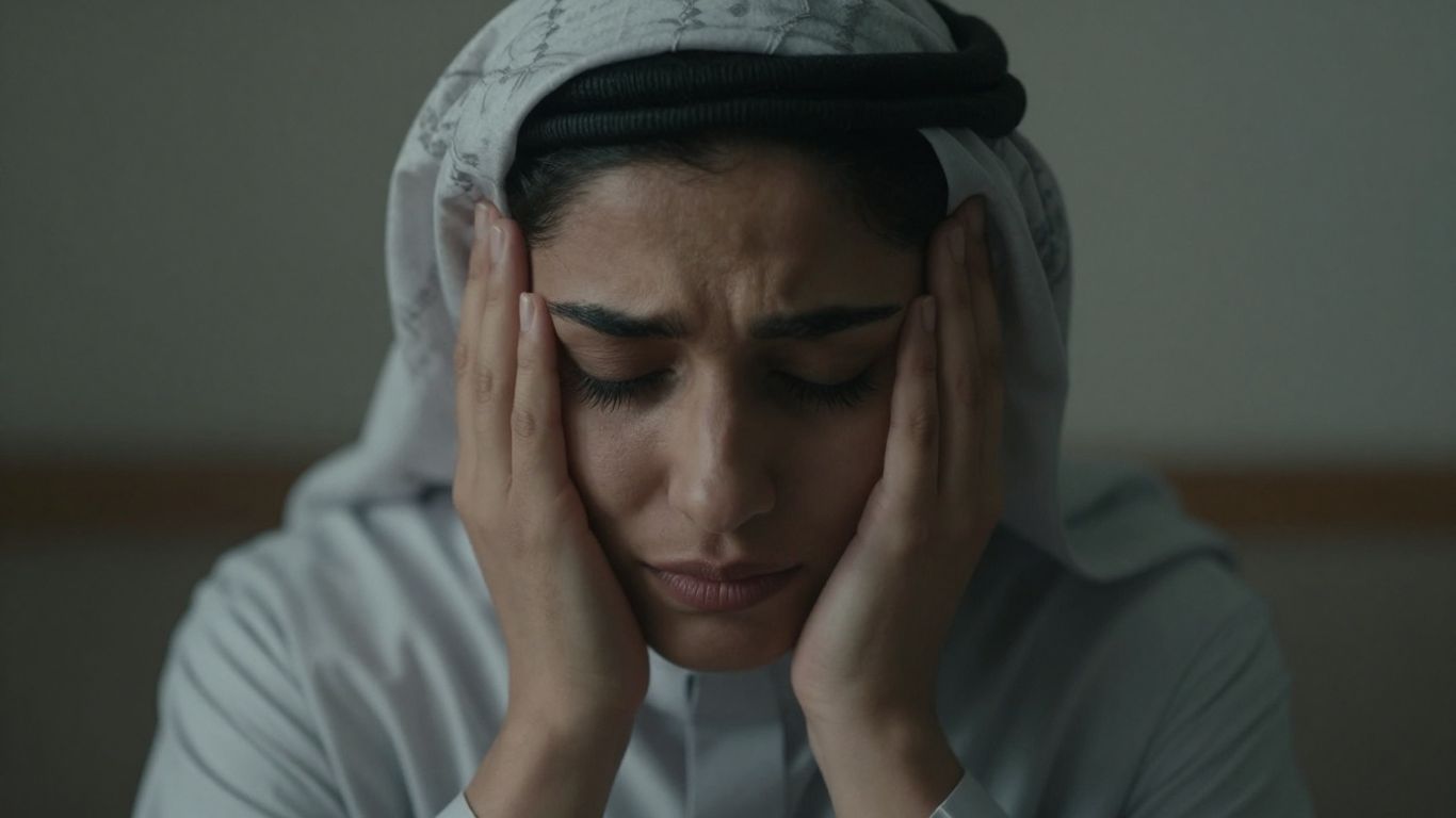 Pessoa com sinais de ansiedade e preocupação.