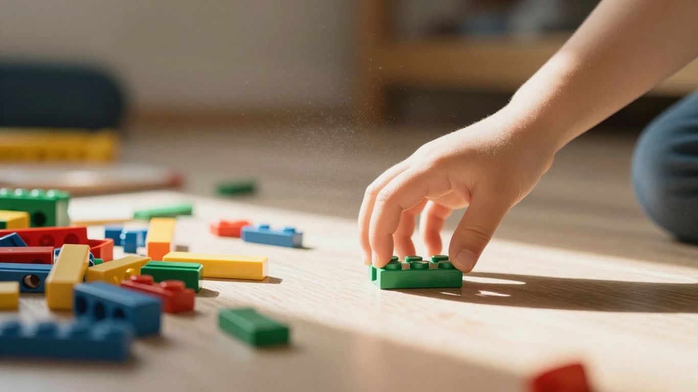 Criança com TDAH brincando com blocos de montar.