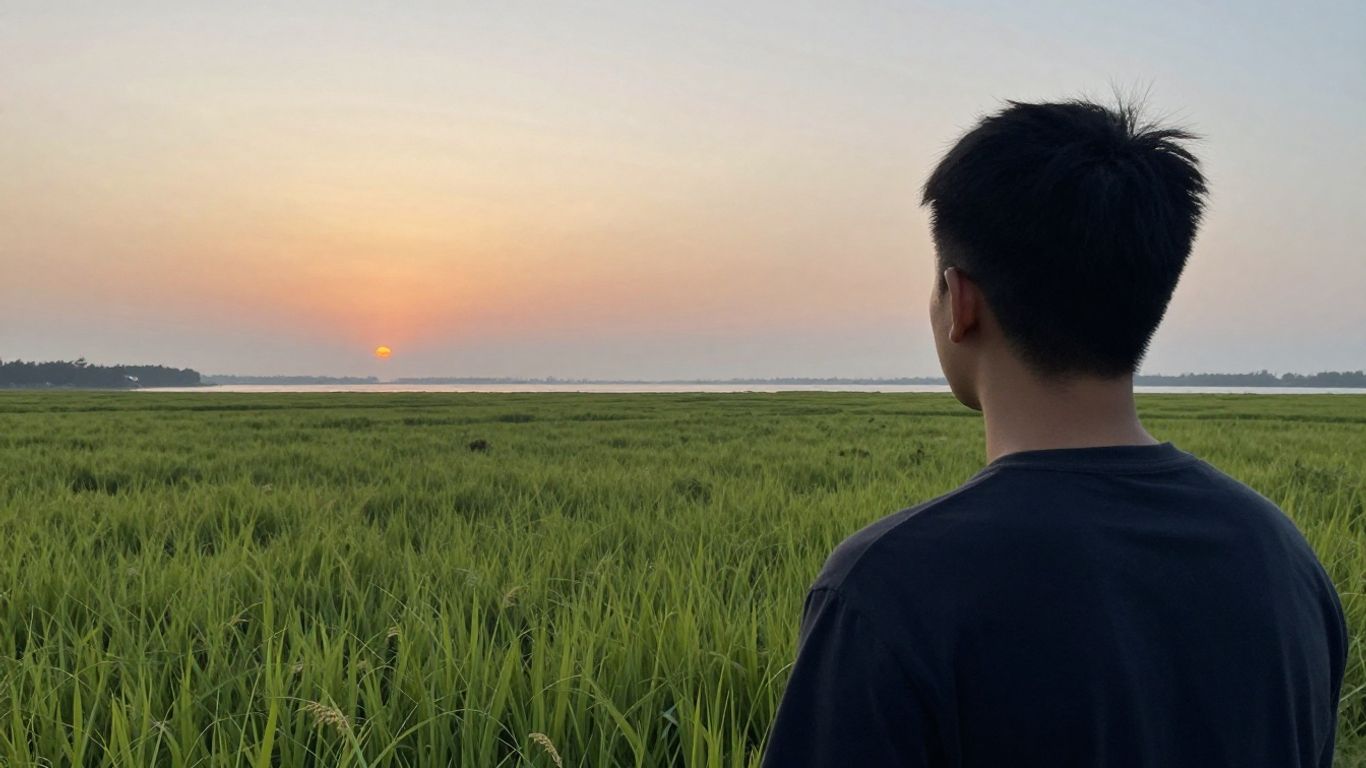 Pessoa olhando para o nascer do sol, simbolizando esperança e recuperação.