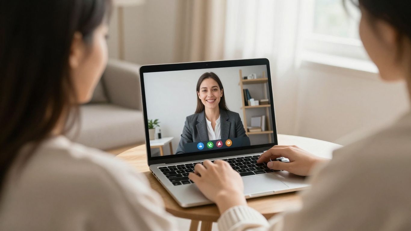 Psiquiatra em consulta online com paciente.